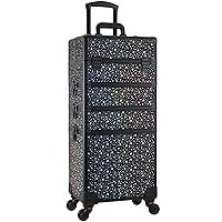 Stagiant Rolling Makeup Train Case Large Storage Cosmetic Trolley 4 in 1 Large Capacity Trolley Makeup Travel Case with Key Swivel Wheels Salon Barber Case Traveling Cart Trunk