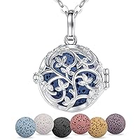 EUDORA Harmony Ball Aromatherapy Necklace Essential Oil Diffuser Pendant with 7PCS Lava Stone Beads for Women Girls Nice Gift Jewellery, 24 inches