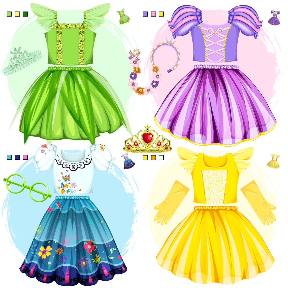 Meland Princess Dress up Trunk - Dress up Clothes for Little Girls - Princess Costume Toy Gift Girls 3-8 Pretend Play