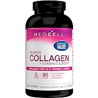 NeoCell Super Collagen Peptides + Vitamin C & Biotin, 3g Collagen Per Serving, Gluten Free, Promotes Healthy Hair, Beautiful Skin, and Nail Support, Dietary Supplement, 270 Tablets