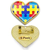 6/12/50/100Pcs Autism Awareness Puzzle Heart Lapel Pins Bulk - Metal Inspiring Symbols of Autism Support Brooch Badge for Men Women Clothes Bags Secure Hats