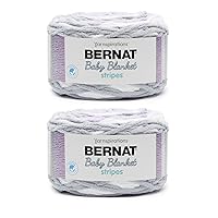 Bernat Baby Blanket Cake Stripes Violets Yarn - 2 Pack of 300g/10.5oz - Polyester - 6 Super Bulky - 220 Yards - Knitting, Crocheting & Crafts, Chunky Chenille Yarn