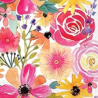 Boston International IHR 3-Ply Paper Napkins, 20-Count Cocktail Size, Floral Frenzy