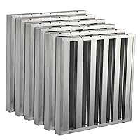 Towallmark Commercial Hood Filters 19.5W x 23.5H Inch, 430 Stainless Steel 6 Grooves Range Hood Filter for Kitchen Exhaust Hoods, Pack of 6