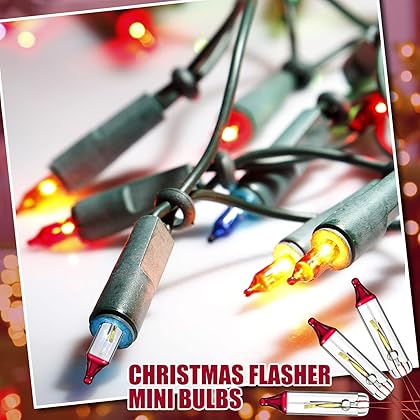 Flasher Christmas Replacement Bulbs 3.5 Volt 0.17A Christmas Trees Incandescent Lights Bulbs Led Mini String Light Replacement Flash Bulbs for Indoor Outdoor Christmas Tree Lights (12 Count)
