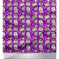 Soimoi Rayon Purple Fabric - by The Yard - 42 Inch Wide - Text & Camera Holidays Textile - Personalized and Chic Patterns for Various Uses Printed Fabric