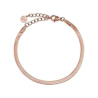 GD GOOD.designs EST. 2015 Snake Bracelet for Ladies | Flat Bangle without Pendant in Gold | Stainless Steel Jewellery 3mm wide | Waterproof...