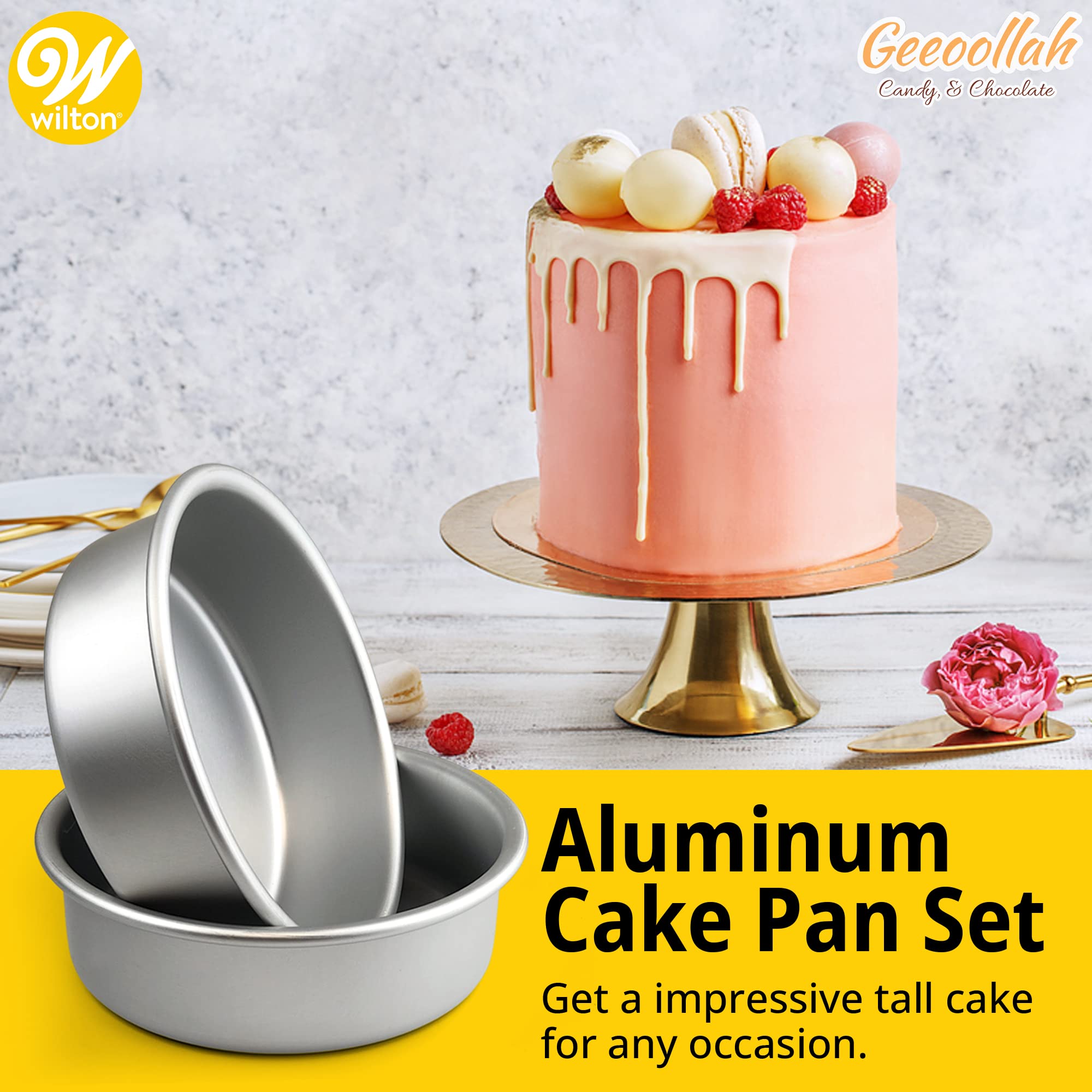Wilton Small and Tall Pan Set – Pack of 2 Piece Cake Pans – Pan Set Made of Lightweight Aluminum – 2 x 6 inches Cake Pans Set for Baking – Pan Set for Baking Delicious Cakes