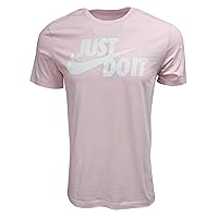 Nike Men's Sportswear Tee Just Do It Swoosh (Large, Light Pink/White)