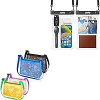 JOTO 2 Pack Large Waterproof Phone Pouch Case Bag Bundle with Beach Mesh Bag Shell Bags