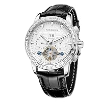 Men's Watch Diamond Crystal Fashion Luxury Stainless Steel Waterproof Mechanical Wrist Watch with Date Month Week, Business