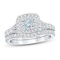 1-1/5 Carat Bridal Set Moissanite Engagement Rings for women Platinum Plated Silver Ring Moissanite Rings