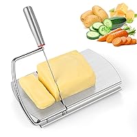 Cheese Slicer Cutter, Stainless Steel Cheese Cutter Board with Blade for Block Cheese, Vegetables, Butter, Sausages, Bread