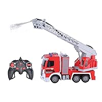 LEXiBOOK Crosslander® pro, RC Fire Truck, Remote Controlled fire Truck, Light Effects, Water Spray, Electronic Rotating Ladder, Rechargeable, RCP20