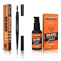 FOLLICLE BOOSTER Beard Pen Filler - MEDIUM BLACK - and Beard Growth Oil for Groomed Beards Infused with Biotin
