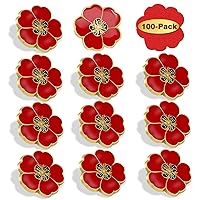 2/20/50/100Pcs Memorial Day Veterans day Flower Enamel Lapel Pin 1“, Souvenir For Men Women Clothes Bags Hats