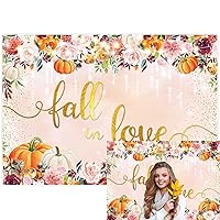 Allenjoy 7x5ft Fall in Love Decorations Backdrop Pastel Pumpkin Flower Autumn Party Background Wedding Love Bridal Shower Engagement Banner Supplies Light Strings Favors Gifts Selfie Photo Booth Props