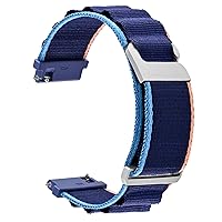 WOCCI 20mm Alpine Loop Nylon Watch Band, Adjustable Sport Strap, Silver Buckle (Navy Blue)
