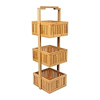 Organize It All Basket Bamboo Bathroom Storage, Brown
