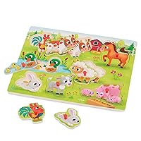 B. toys- Peek & Explore - Farm Animals- Wooden Peg Puzzle – Farm Puzzle for Toddlers, Kids – 8 Farm Animal Pieces – Cow, Horse, Sheep & More – 2 Years +