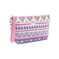 Geometric 14 Cms Cosmetic Pouch (1 Count (Pack of 1)_Y46_Multicolor), Multicolor, 1 Count (Pack of 1), Travel Accessories