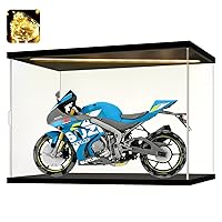 Acrylic Display Case for Collectibles Clear Acrylic Boxes for Display Action Figures Toys Lighted Football Trophy Display Case Home Organizer Box(Black-Solid Yellow; 11.8*7.9*7.9 inch)