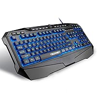 TECKNET Gaming Keyboard Gryphon LED Backlit Illuminated Programmable Wired Gaming Keyboard with Ergonomic Wrist Rest, Spill-Resistant Design, US Layout