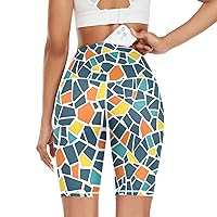 Bright Abstract Mosaic Yoga Leggings for Women Printed Sweatpants Athletic Leggings for Women X-Small