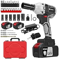 Cordless Impact Wrench Set,1/2 inch Impact Gun w/Max Torque 330 ft lbs (450N.m),21V High Torque Brushless 3300RPM Electric Impact Driver Kit,2 x 4.0Ah Battery,Charger & 35 Tool Accessories
