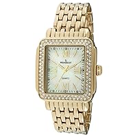 Women Rectangle Dress Watch with Crystal Decorated Bezel, Roman Numerals and Bracelet