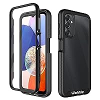 wahhle Samsung Galaxy A14 5G Case, Built in Screen Protector Full Body Shockproof Slim Fit Bumper Protective Phone Cover for Samsung A14 4G/5G 6.6 Inch Men Women-Black/Clear