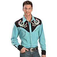 Scully Horseshoe and Rose Embroidered Snap Front Shirt P660 TUR **