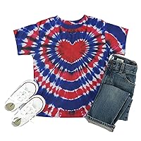 4th of July Shirts for Toddler Patriotic Red Blue White Tie Dye American Flag Clother for Chlidren