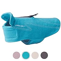 Dog Fleece Coat Warm Jacket with Hook and Loop Fastener, Easy to Take on and Off, Winter Vest Sweater for Small Medium Large Dogs Puppy Windproof Clothes for Cold Weather, Turquoise, S