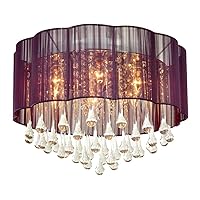 Modern Purple Color Flush Mounted Ceiling Chandelier Lighting Pendant Lamp for Bedroom and Dining Room