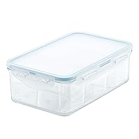 Purely Better Tritan Container/Rectangle Food Storage Bin with Divider, 34 Ounce, Clear