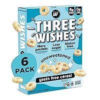 Plant-Based and Vegan Breakfast Cereal by Three Wishes - Unsweetened, 6 Pack - More Protein and Less Sugar Snack - Gluten-Free, Grain-Free - Non-GMO