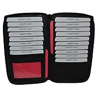Genuine Leather Zip Around Credit Card Organizer Wallet with Id Window By Leatherboss (Black)