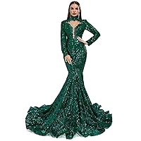 Prom Dress Sequins High Neck Mermaid Pageant Evening Party Dress