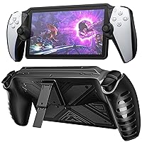 Protective Case Cover for Playstation Portal Remote Player-Klipdasse Soft TPU Kickstand Case Cover with Stand for Ps Portal Accessories Skin-Black