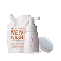 Hairstory Refresher Kit for All Hair Types | New Wash ORIGINAL 8oz + Scalp Brush + Hair Powder Dry Shampoo 1.35oz | Natural and Non-Toxic Ingredients | All Day Restoration | Sulfate & Paraben-Free