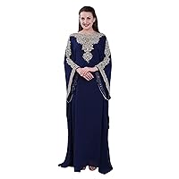 Dubai Abaya Moroccan Kaftan for Women Long Dress Embroidered Farasha with Free Scarf for Evening Party, Wedding