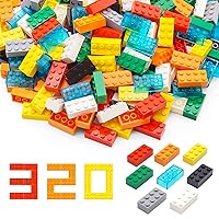 Building Bricks 2x4, 320 Pieces Multicolor Classic Building Blocks Set, Compatible Bulk Block with Legos and Top Brands （8 Colors）