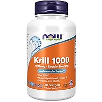 NOW Supplements, Neptune Krill, Double Strength 1000 mg, Phospholipid-Bound Omega-3, 60 Softgels