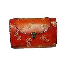 Genuine Leather Shoulder Bag,an Oval Shape Design,Beautiful and Unique,Brown.