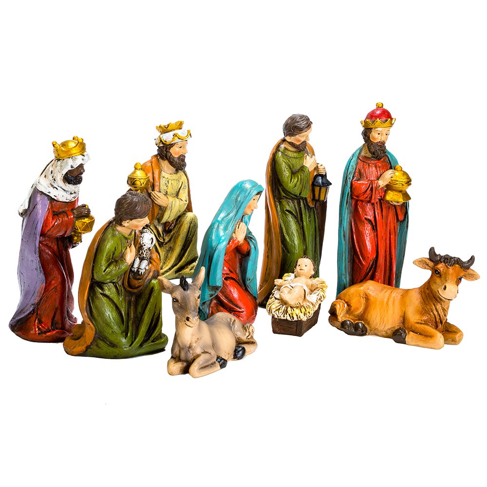 Kurt S. Adler 4 to 5-Inch Resin Table Piece Nativity, Set of 9