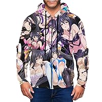 Anime Manga High School Dxd Full Zip Hoodie Men'S Casual Tops Fashion Long Sleeve Sweatshirt Pullover Hoody