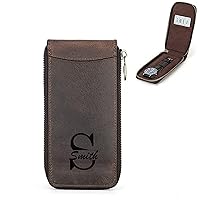 Personalized Custom Genuine Leather Watch Bracelet Storage Bag Case, Portable Travel Watch Pouch, Women Men Watch Bag (02 Brown)