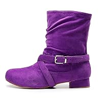 AOQUNFS Women's Dance Boots Flat Suede Soles Fashion Slip on Knee-High Boot,Model QJW1058