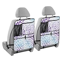 Blue Purple Leopard Print Kick Mats Back Seat Protector Waterproof Car Back Seat Cover for Kids Backseat Organizer with Pocket Protect from Dirt Scratches, 2 Pack, Car Accessories